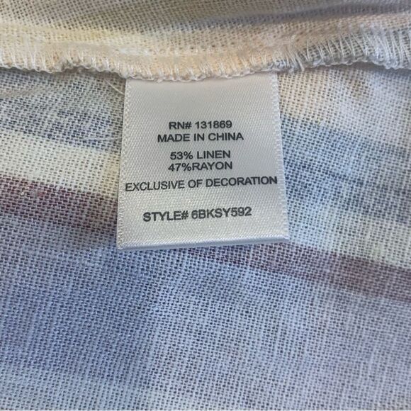 Evolutionary Linen Dress Striped Ruffle Size Large - Picture 6 of 10